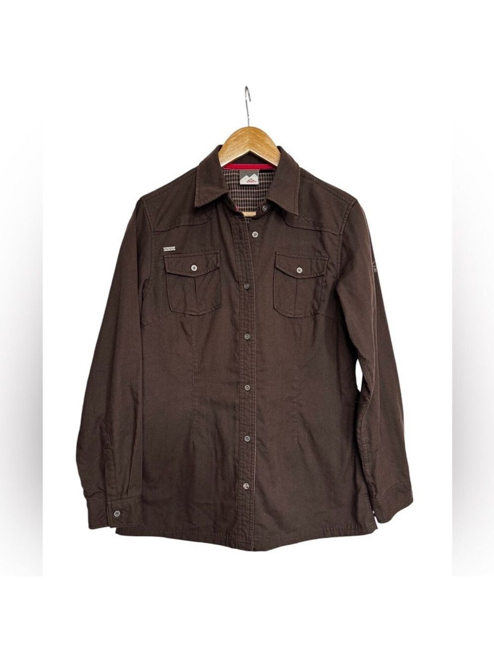 Women’s Mckinley Long Sleeve Button Down Shirt Dark Brown and Plaid - Size Small